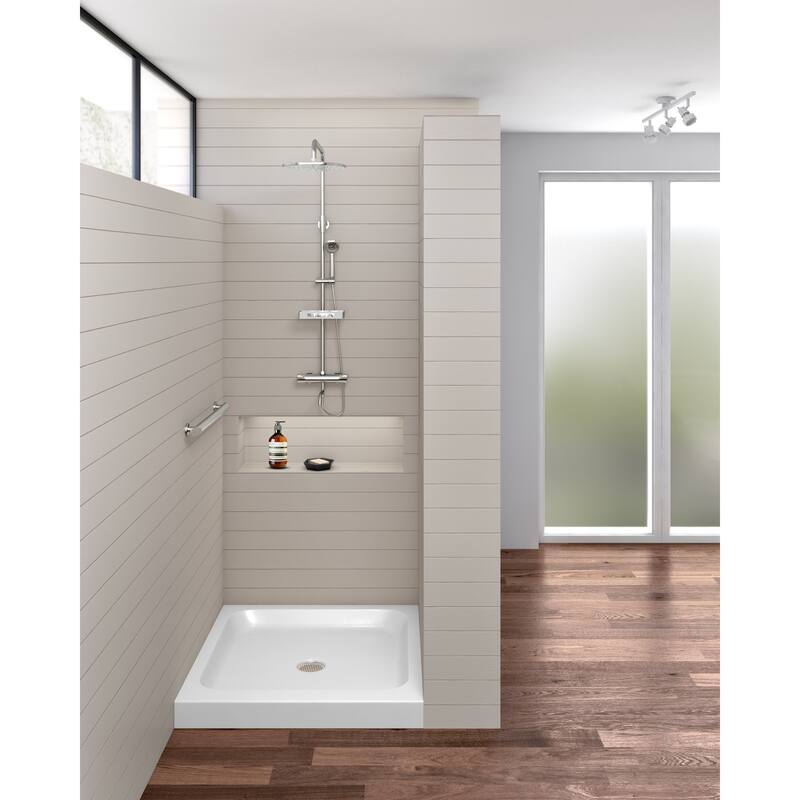 Fine Fixtures Single Threshold Acrylic Shower Base - Non-Slip Textured Surface Shower Floor Pan