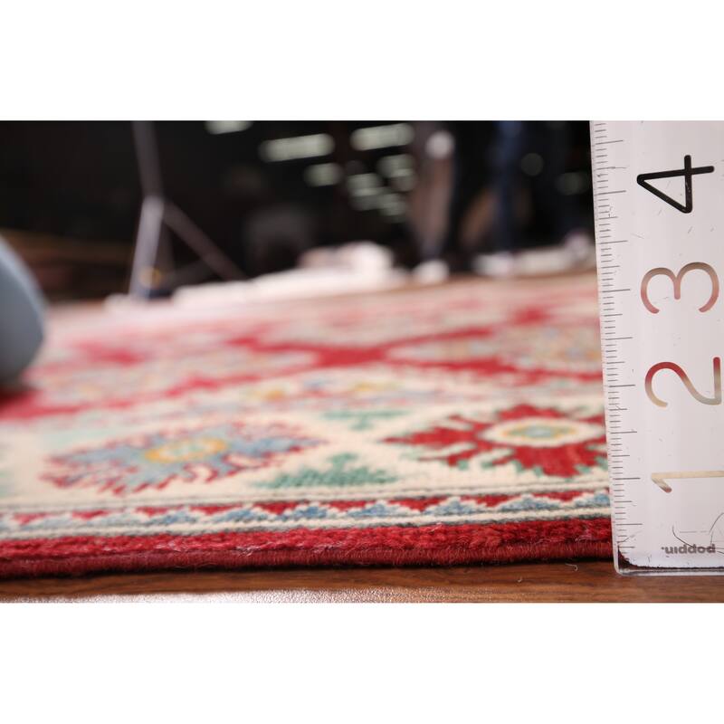 Red Kazak Area Rug Handmade Oriental Wool Carpet - 4'10" x 6'11"