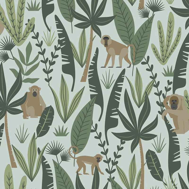 Chesapeake Kiki Green Monkeys Wallpaper - 20.9 x 396 x 0.025