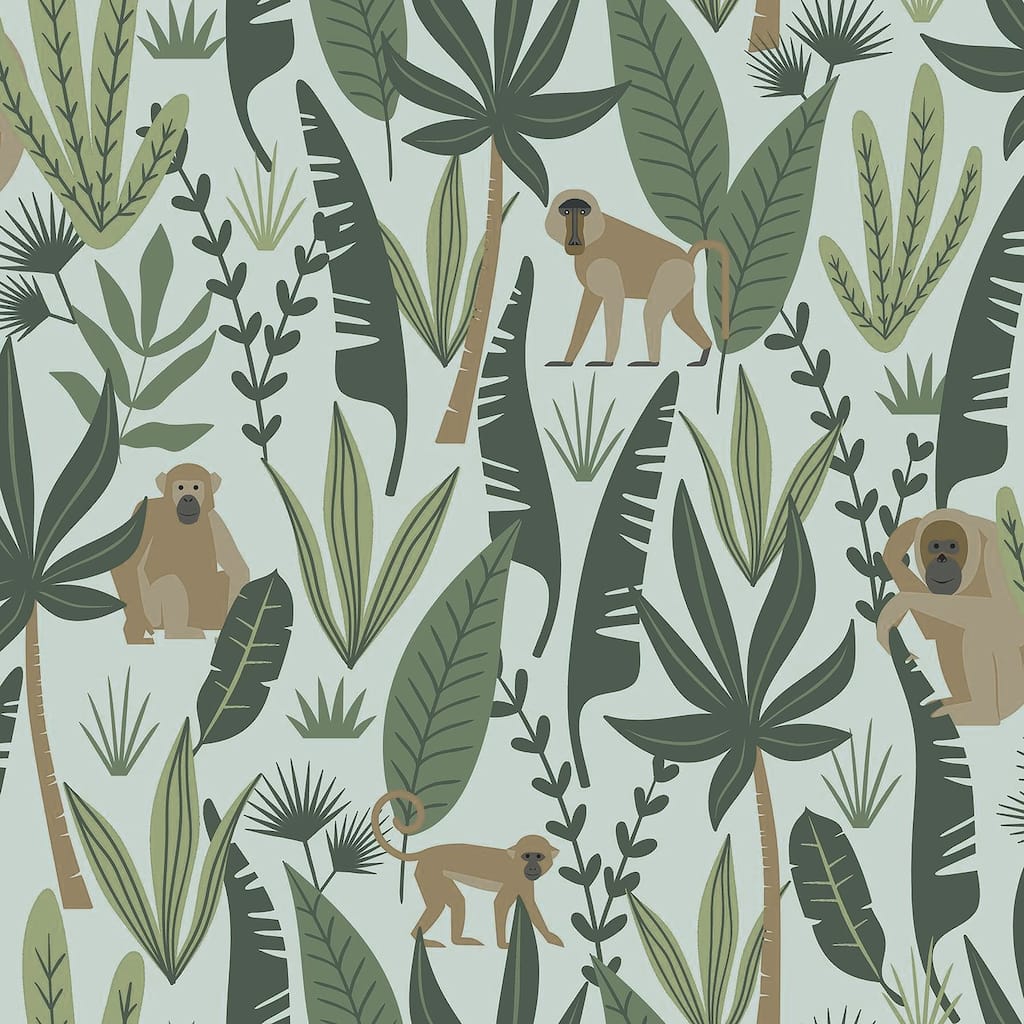 Chesapeake Kiki Green Monkeys Wallpaper - 20.9 x 396 x 0.025