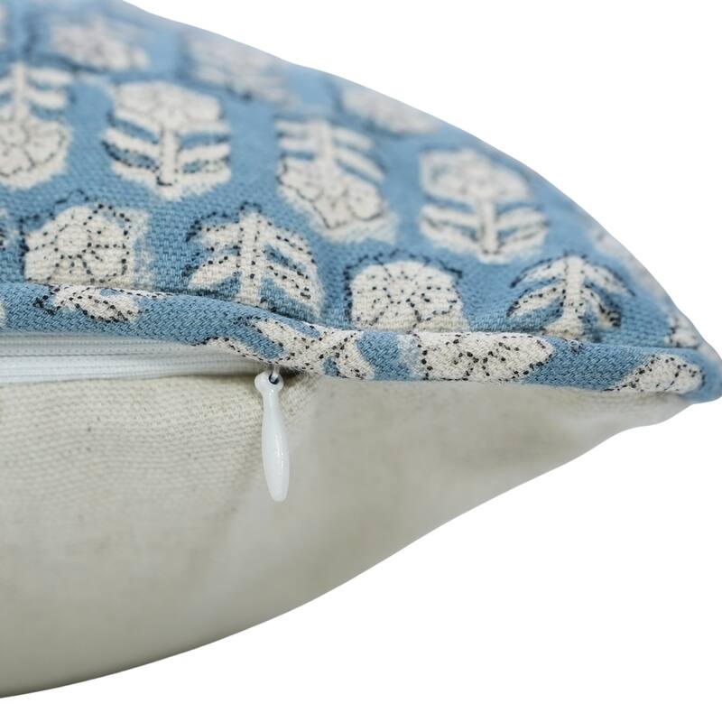 Fabdivine Handmade Floral Block Print Soft Pure Linen Fabric Pipine Pillow Cover Decorative Cushion Case