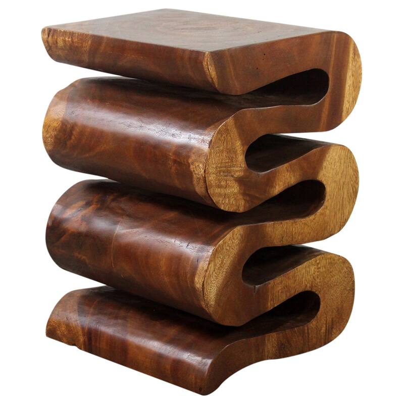 Haussmann® Wood Wave Verve Accent Table 14x14x20 in H Walnut Oil - 14 x 14 x 20