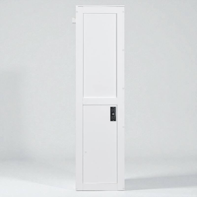 Full/Queen Size Murphy Wall Bed with Cabinet, Space-Saving Fold-Out Bed with Slat Support, No Box Spring Needed