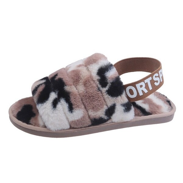furry slippers with strap