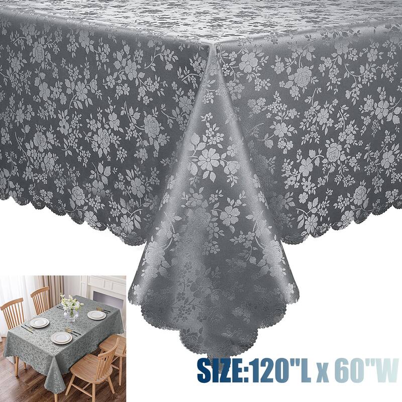 Waterproof Wipeable Vinyl Tablecloth,Rectangle Heavy Duty Table Cloth,120"L x 60"W