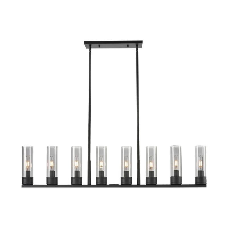 Innovations Lighting Downtown Urban - Boreas - 6 Light 48" Stem Hung Island Light with 8" Shades - Matte Black/Light Smoke