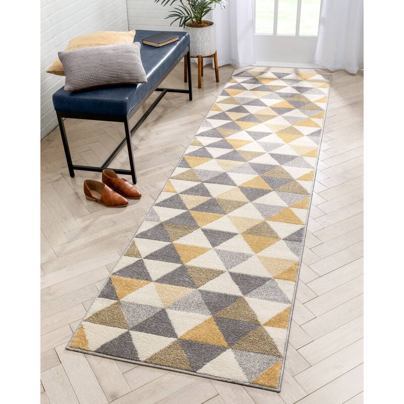 Well Woven Mystic Alvin Geometric Area Rug - 2'7" x 9'10" Runner - Gold - Rectangle