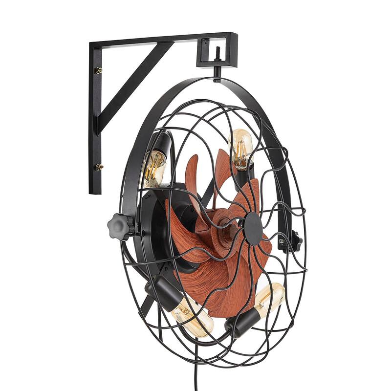 21 Inch Wall Mounted Fan with Light Remote 6 Speed E26 Socket No Bulb