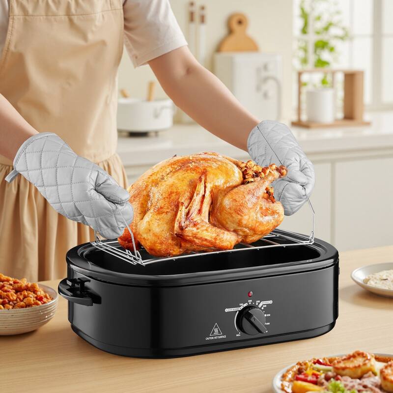 Black 18QT Electric Roaster Oven with Self-Basting Lid and Rack - 23.31 x 15.67 x 11.22 inch