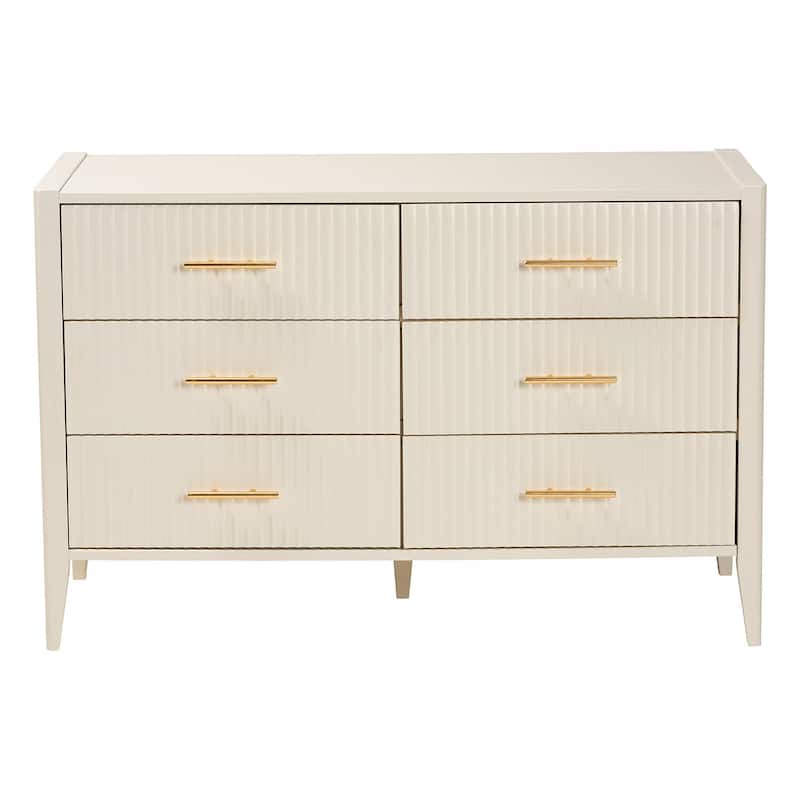 Primrose Mid-Century Fluted Wood 6-Drawer Dresser