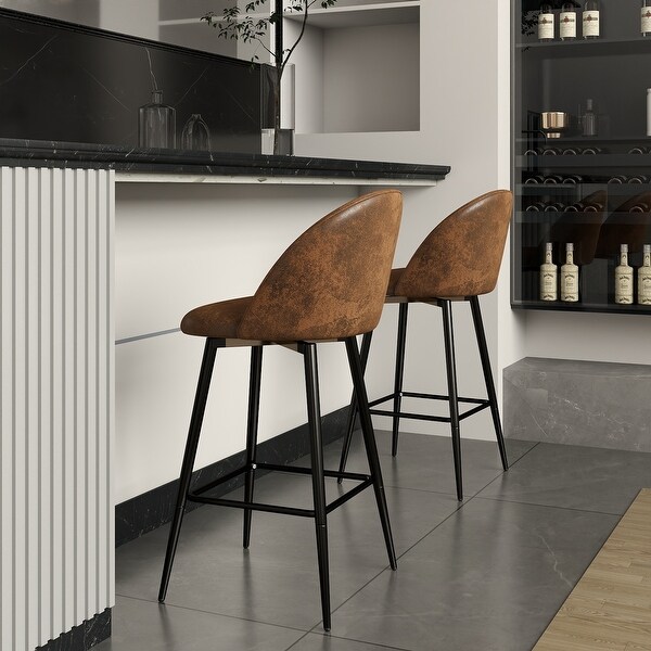 HASEEB 27 in. High Back Swivel Bar Stools with Metal Frame (Set of