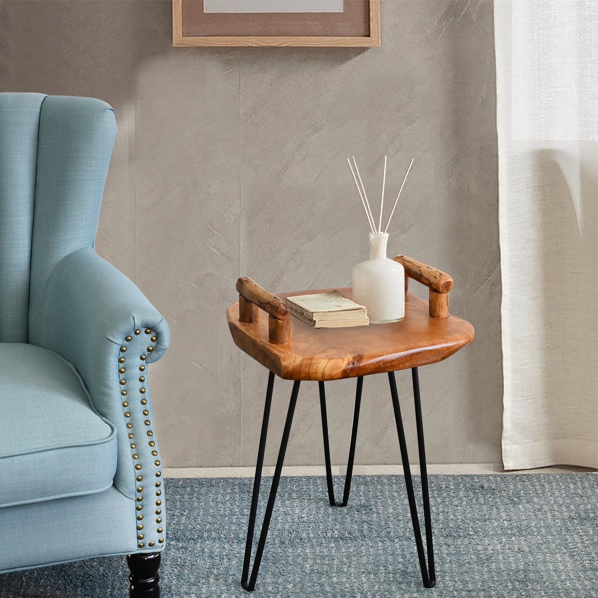 Cedar wood end table deals