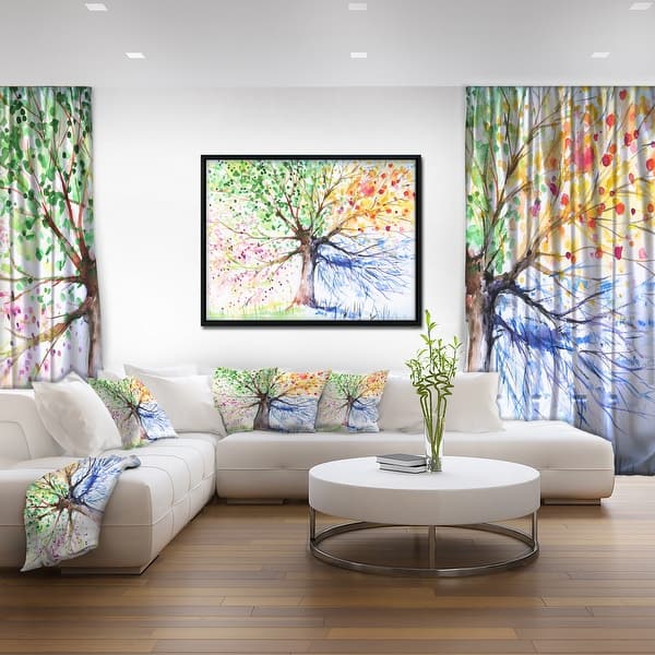 Designart Four Seasons Tree Floral Art Framed Canvas Print On Sale Overstock 18951580