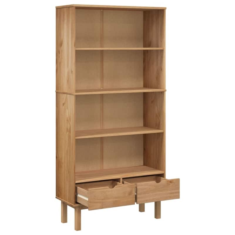 vidaXL Bookshelf Storage Cabinet Shelf for Home Office OTTA Solid Wood Pine - 34.6" x 13.8" x 70.9"