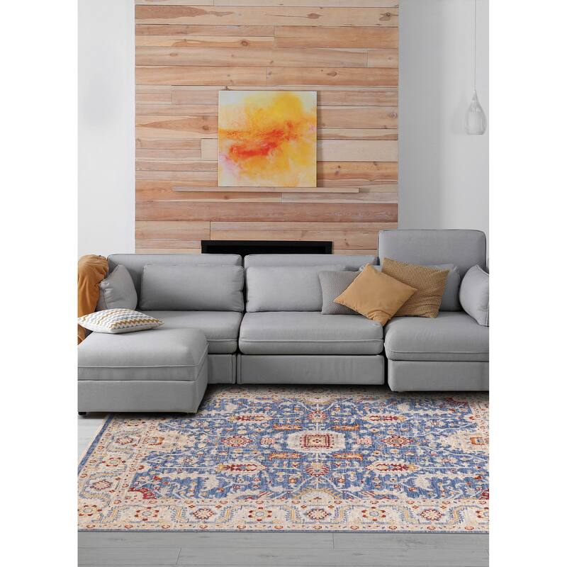 ECARPETGALLERY Hand-knotted Modern Oushak Dark Blue Wool Rug - 8'0 x 10'2