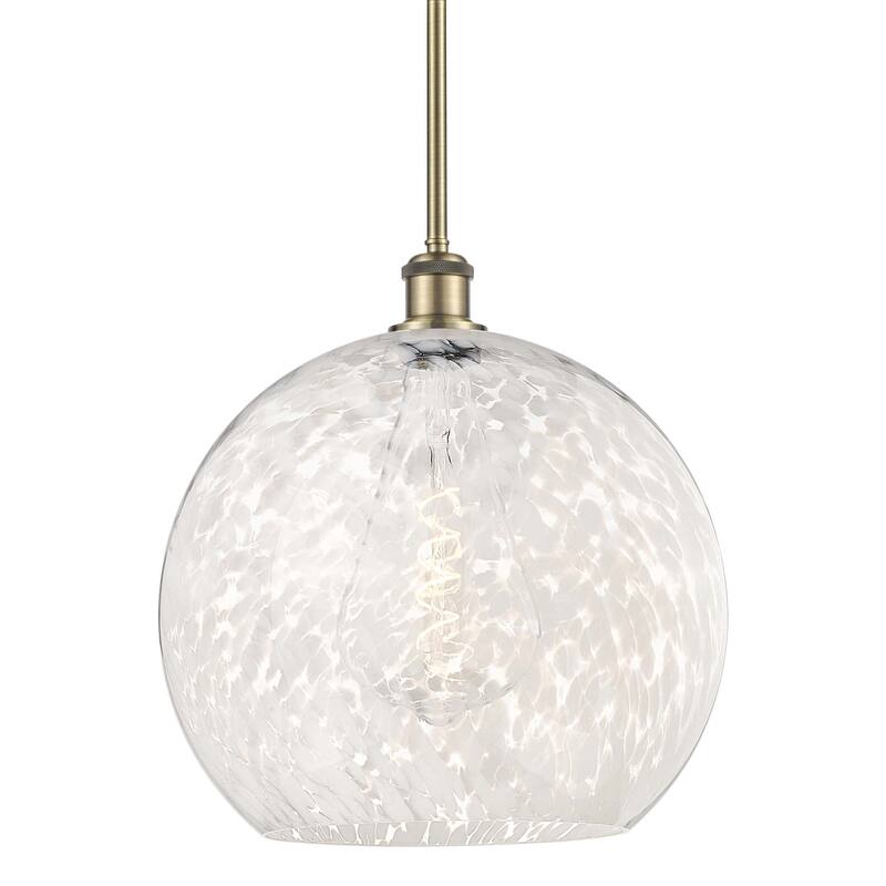 Innovations Lighting 516-1S-17-14 White Mouchette Pendant White - Antique Brass / White Mouchette