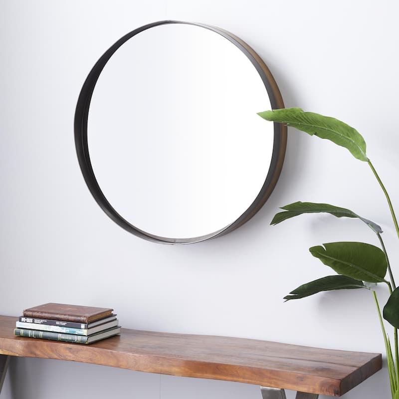 Metal Wall Mirror with Thin Frame - Black or Brown - Roche River Decor