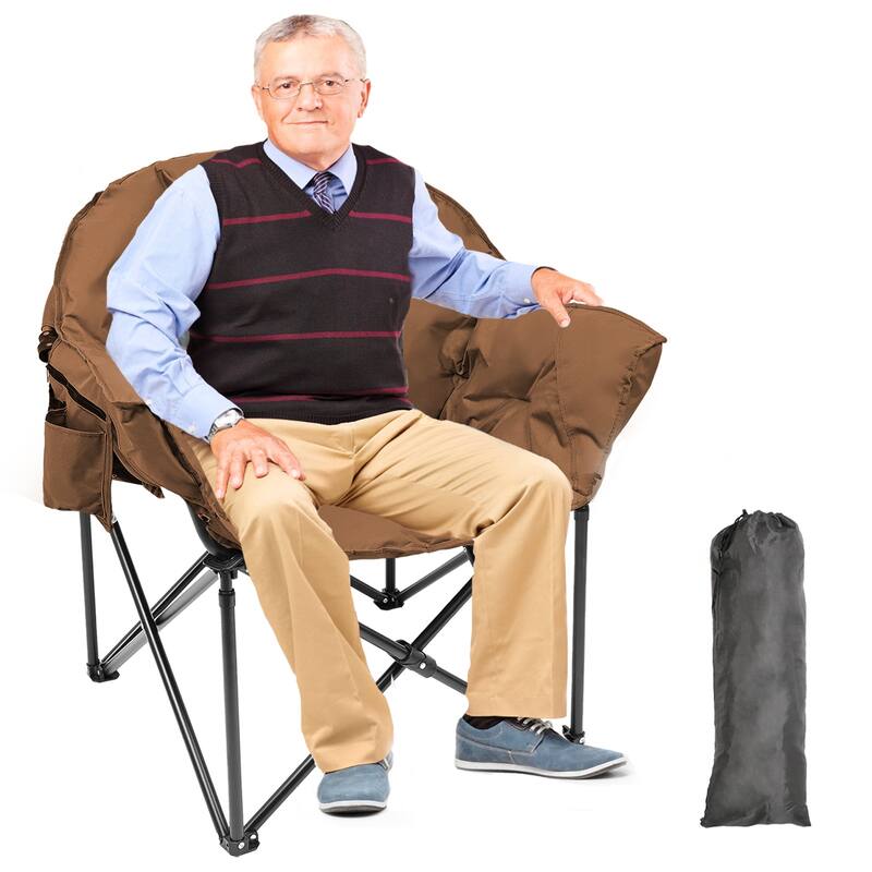 DoCred Oversized Camping Chair, Fully Padded Folding Moon Chair