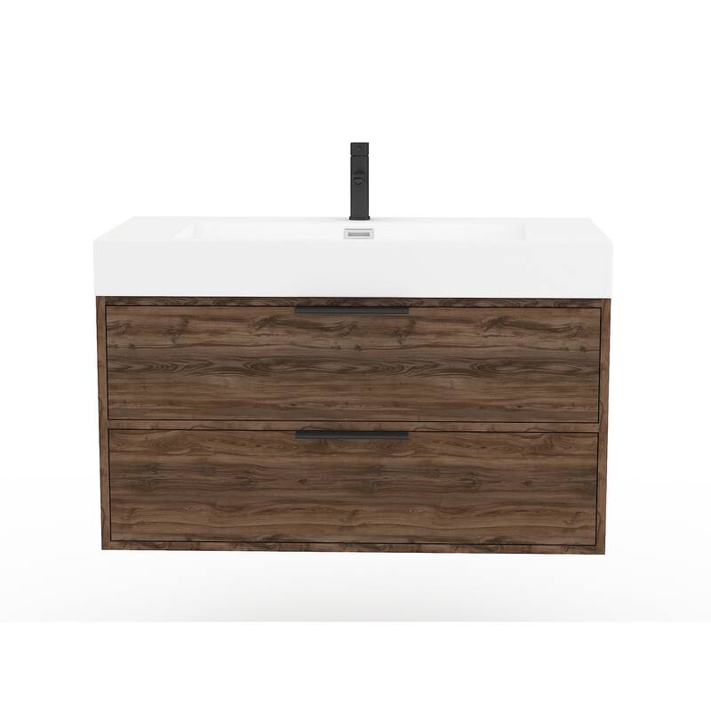 Savoy 42” Wall Mounted Bathroom Vanity in Americana with Cultured Marble Top and Integrated Sink