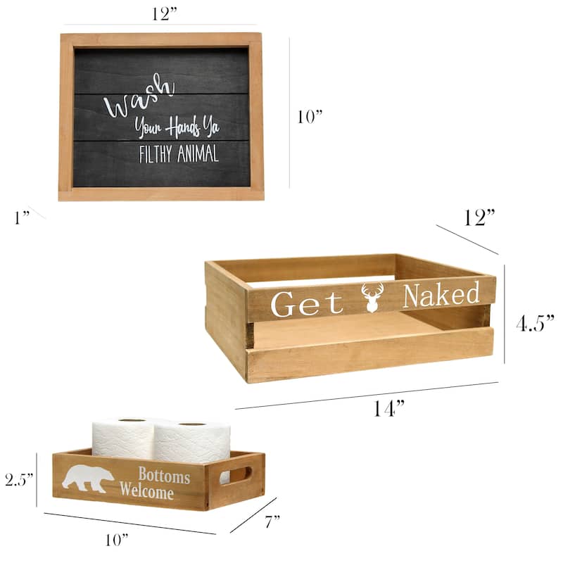 Elegant Designs Three Piece Decorative Wood Bathroom Set