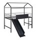 preview thumbnail 11 of 36, Roomfitters Twin Size Metal House Bed with Slide, Loft Bed with Two-Sided Writable Wooden Board, Sturdy Metal Frame