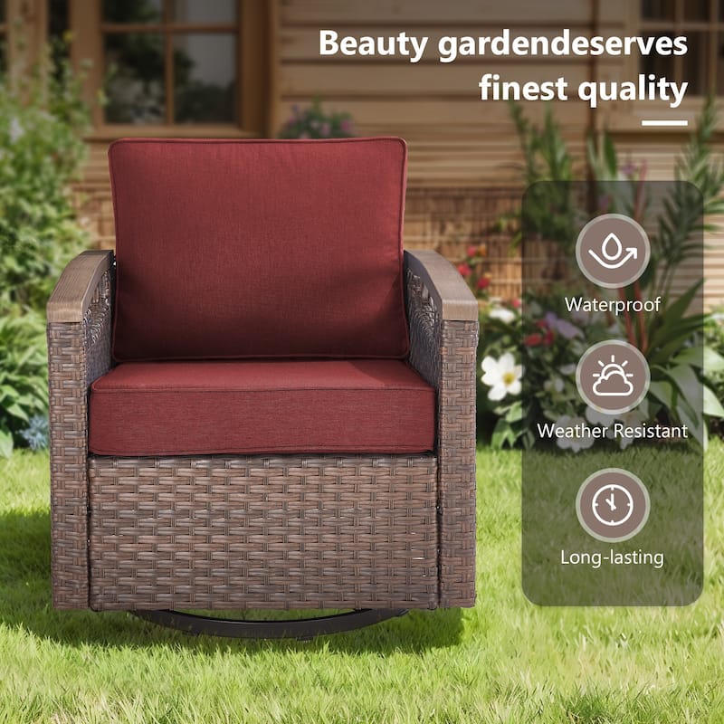 Gymojoy Patio Swivel Rocker Patio Chairs of 2 with Water-Resistant Olefin Cushions and Side Table
