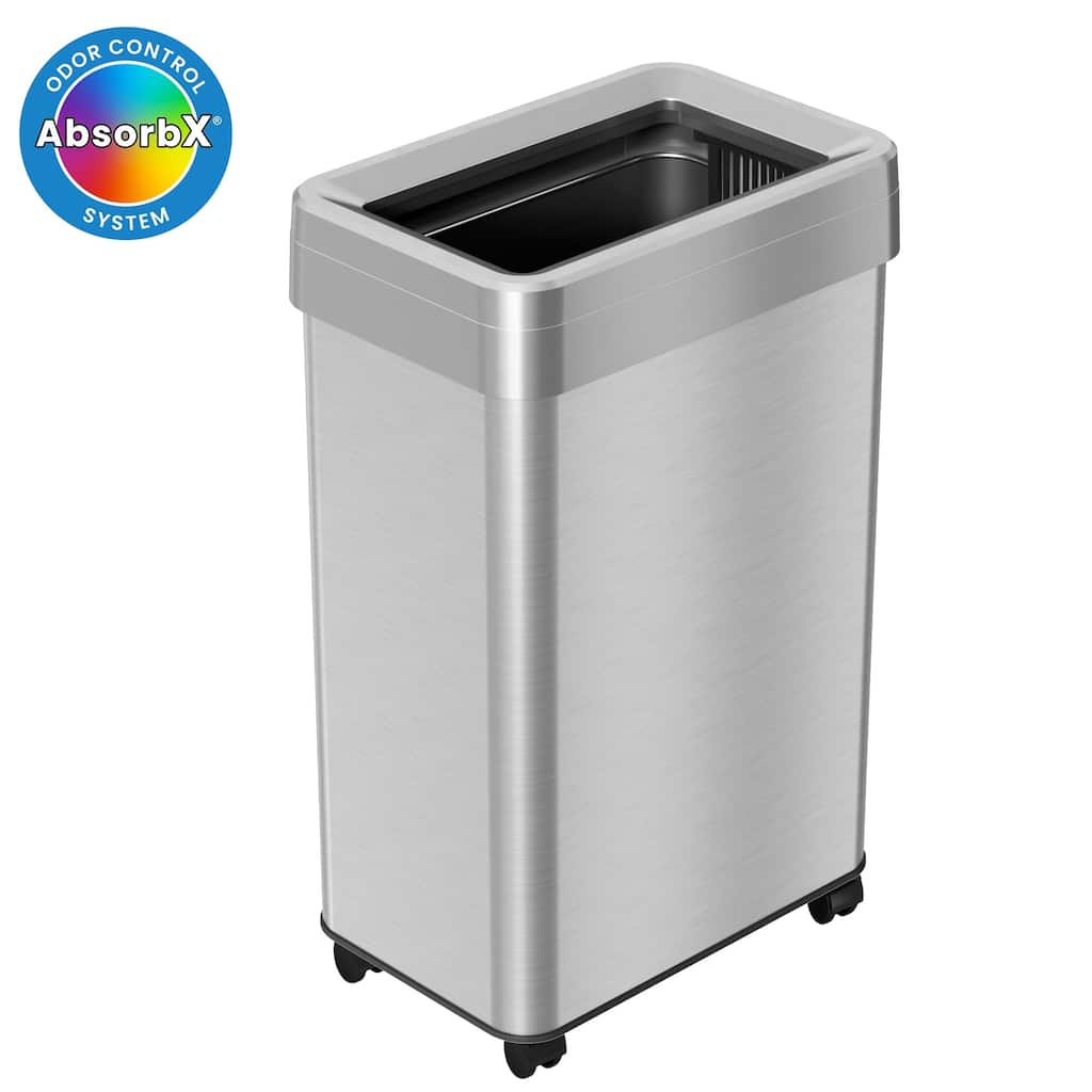 iTouchless 16 Gallon / 61 Liter Rectangular Open Top Kitchen Trash Can with Wheels