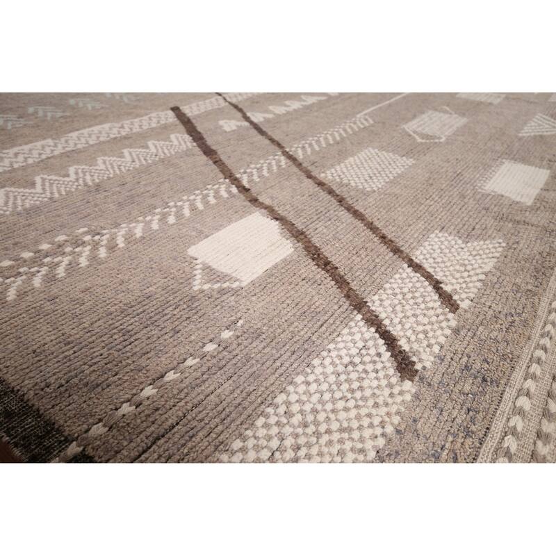 All-Over Abstract Moroccan Palace Size Rug Hand-Knotted Wool Carpet - 11'11"x 18'5"