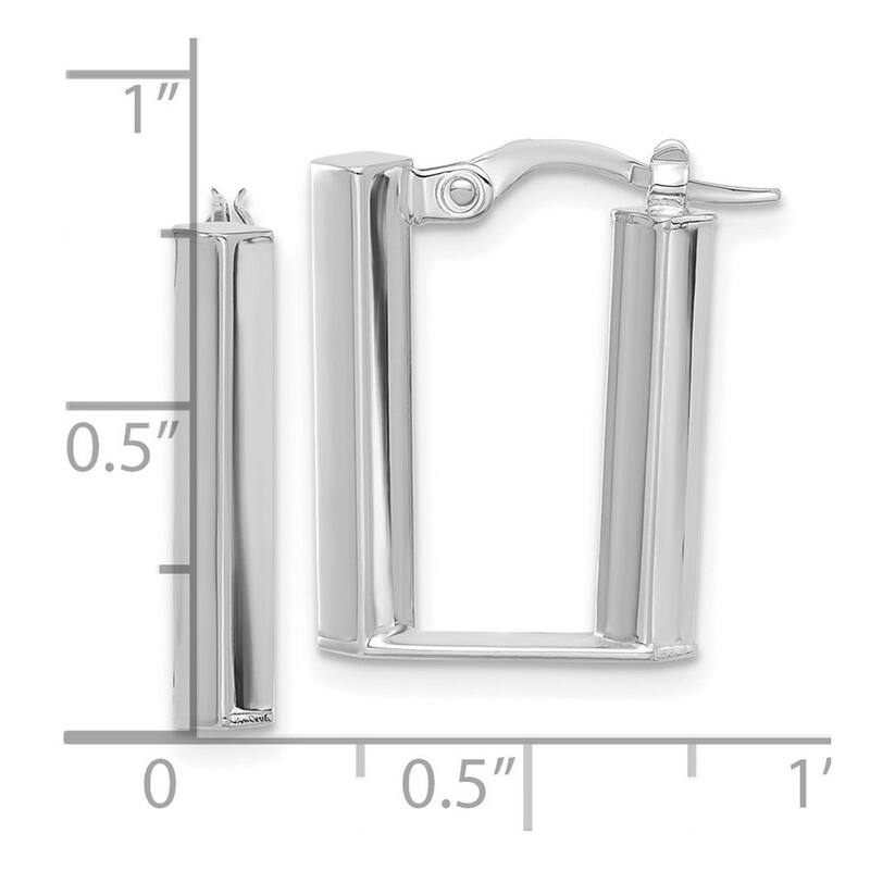Curata 14k White Gold Polished U Shape Hoop Earrings - 21x14.9mm