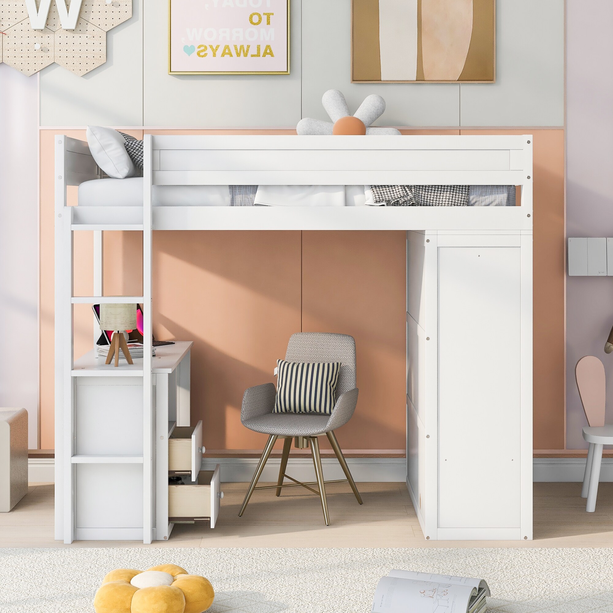 Cheap white loft bed sale