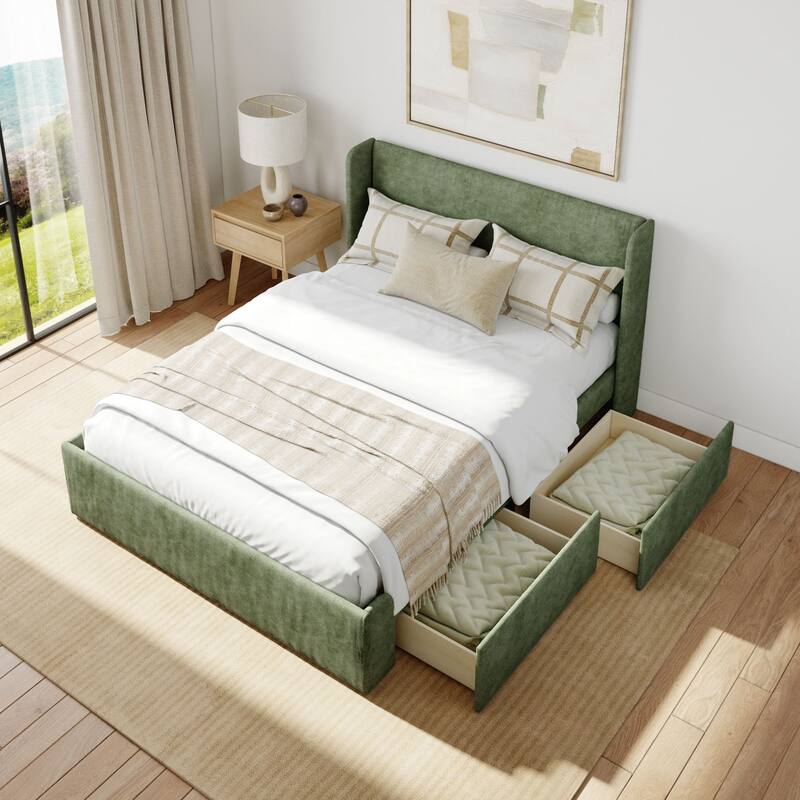 Plank and Beam Full-Size Upholstered Bed with Rectangular Headboard