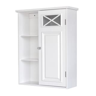 Teamson Home Dawson Removable Wooden Wall Cabinet with Cross Molding, White
