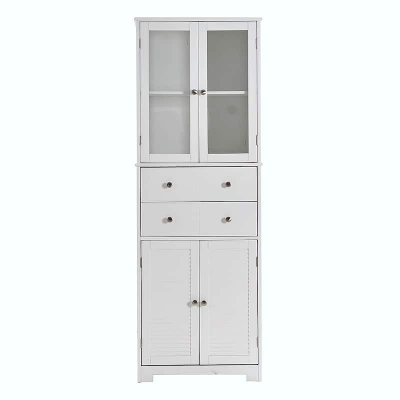 67" Tall Kitchen Pantry Cabinet with Doors, Shelves, and Drawer - Large Food Cupboard Storage