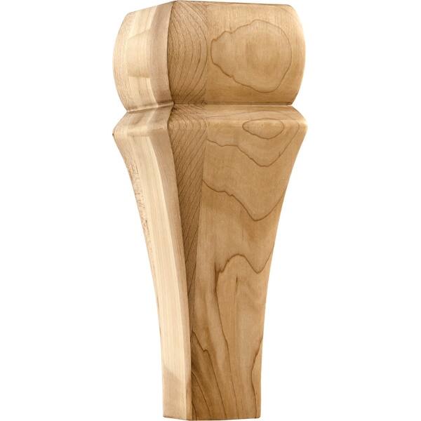 slide 1 of 1, Hardware Resources Bun Foot with Decorative Styling, 8"H x 3" Square Natural Hard Maple