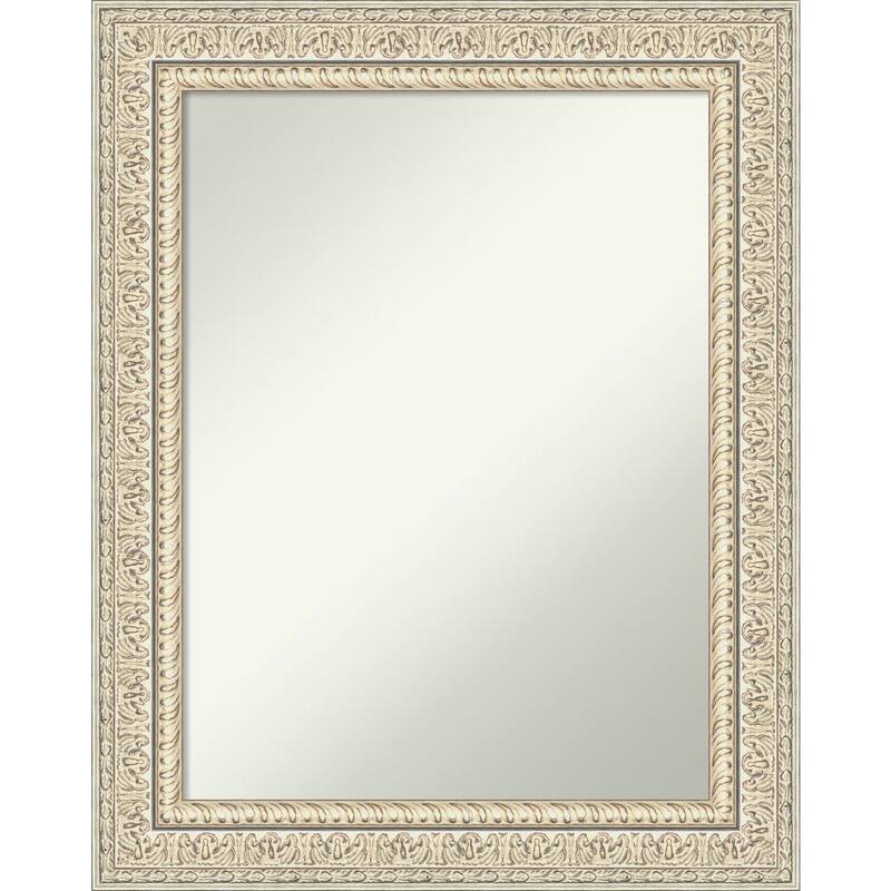 Non-Beveled Wood Bathroom Wall Mirror - Fair Baroque Cream Frame