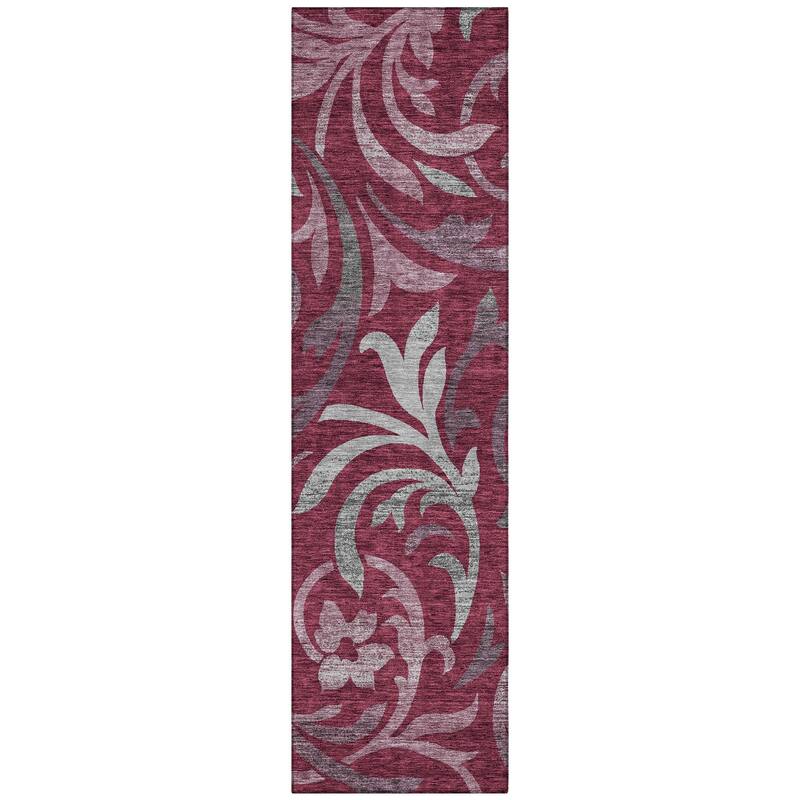 Machine Washable Indoor/ Outdoor Chantille Floral Scroll Rug