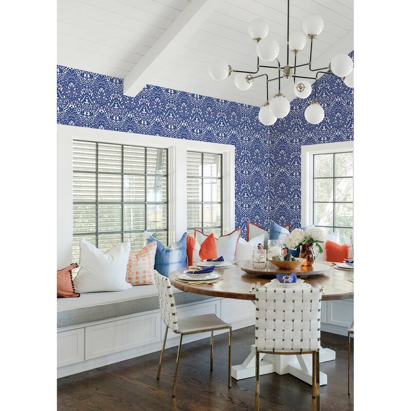 A-Street Prints Marni Blue Fruit Damask Wallpaper