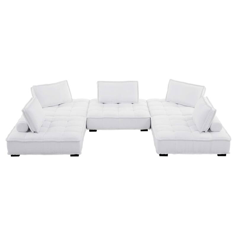 Saunter 5-Piece Tufted Fabric Fabric Sectional Sofa