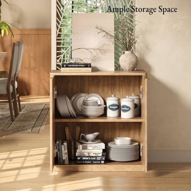 31.5" Buffet Cabinet with Storage, Fluted Sideboard with Adjustable Shelves for Living Room, Dining Room, Kitchen