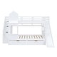 preview thumbnail 23 of 34, Full Over Full Castle Style Bunk Bed Kids Bed with 2 Drawers 3 Shelves and Slide Kids Furniture, Blue