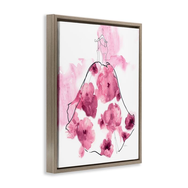 Stupell Alluring Flower Dress Abstraction Framed Floater Canvas Wall Art Design By Carol Robinson