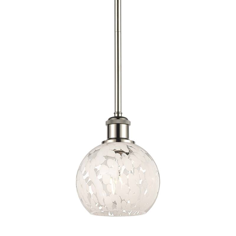 Innovations Lighting 516-1S-8-6 White Mouchette Pendant White - Polished Nickel / White Mouchette