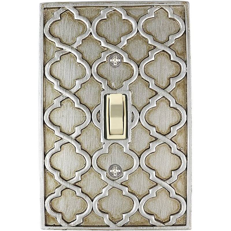 Meriville Moroccan 1 Toggle Wallplate, Single Switch Electrical Cover Plate - Aged Silver
