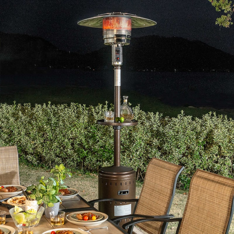Outdoor Metal Propane Gas Patio Heater with Wheels and Drink Stand