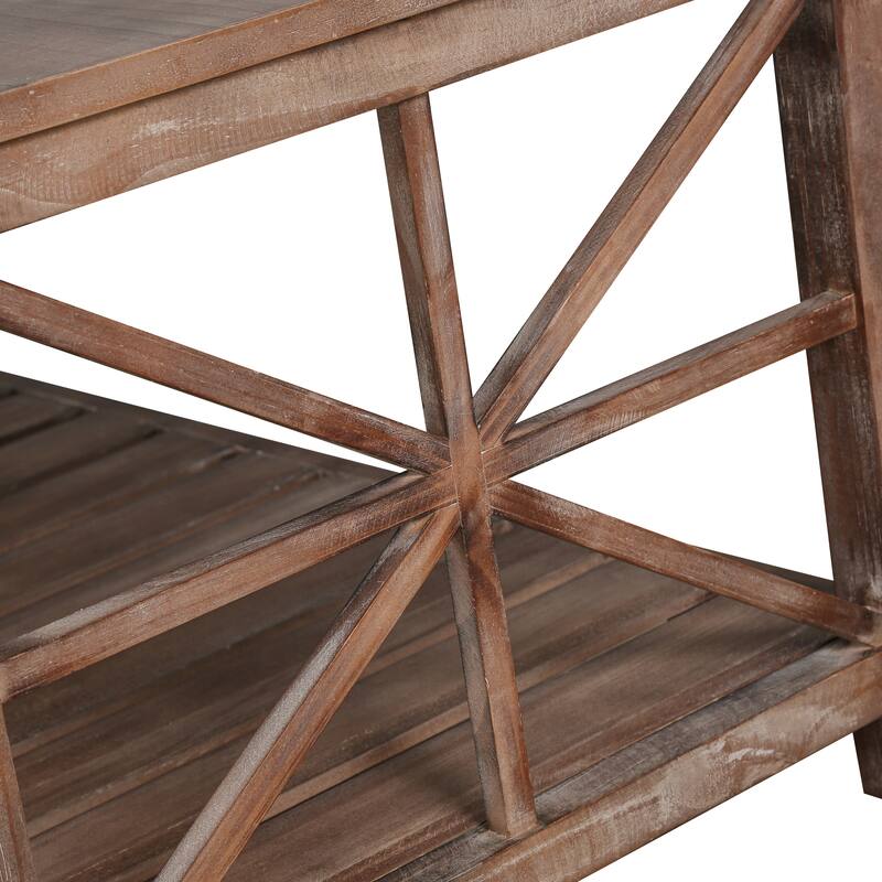 Modern Coffee Table Rectangular Living Room Center Table with Storage Shelves, for Small Space Living Room Antique Brown