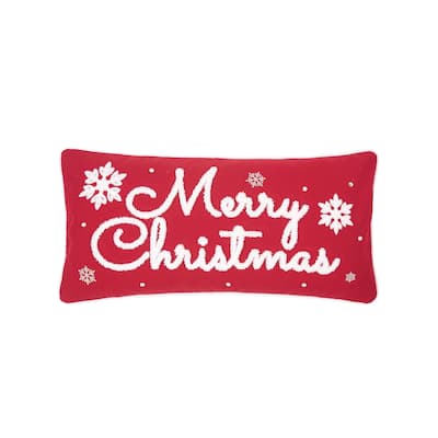 Red and White Christmas 12 x 24 Decorative Accent Throw Pillow