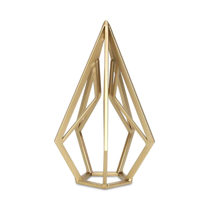 HomeRoots 10" Gold Metal Open Geometric Tabletop Sculpture - 6.25 in. x 10.25 in. x 6.00 in.