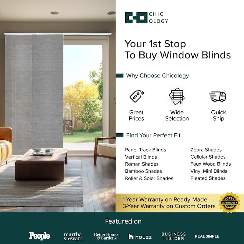 CHICOLOGY Adjustable Sliding Panels, 4-Rail Track, Light Filtering