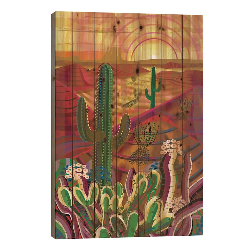 Peyote Dawn Print On Wood by Charles Harker - Multi-Color - 26x18x1.5