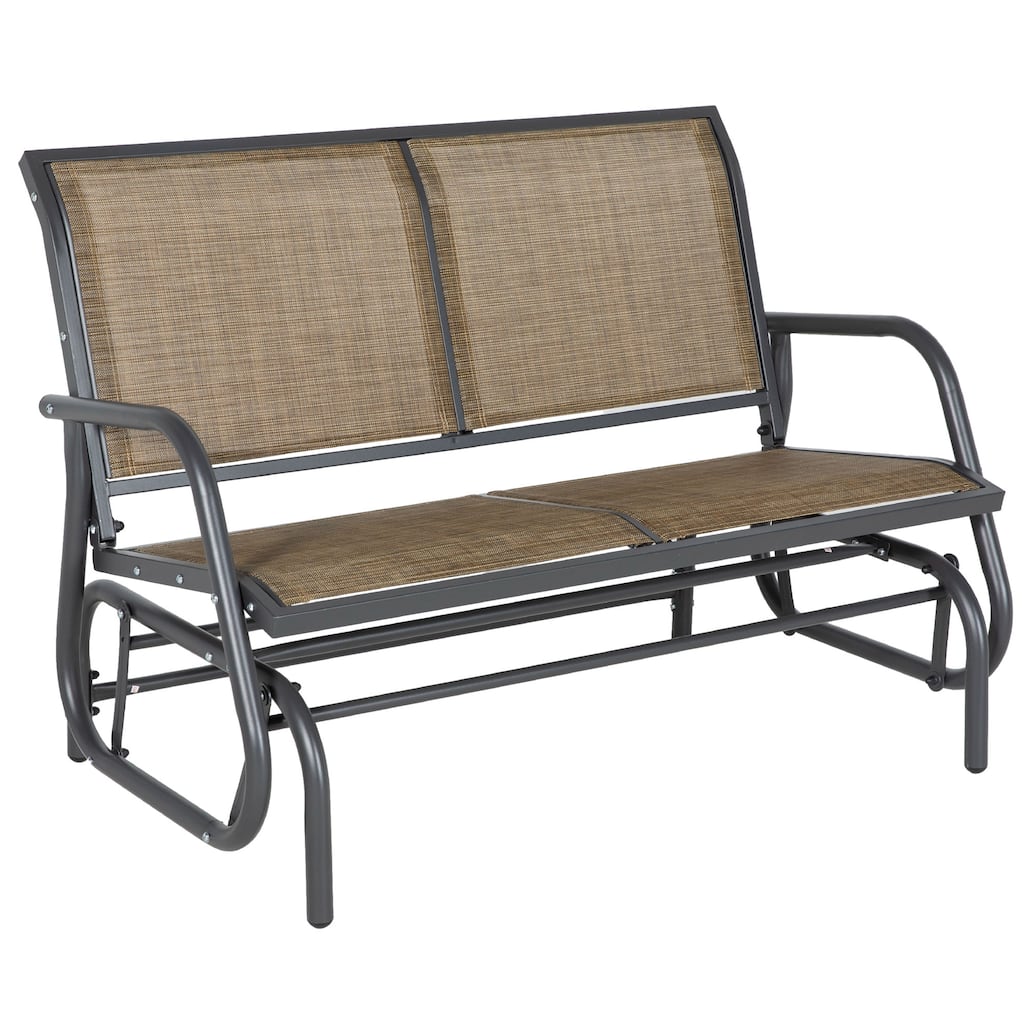 Outsunny 2-Person Outdoor Glider Bench, Patio Double Swing Rocking with Powder Coated Steel Frame for Backyard Garden Porch